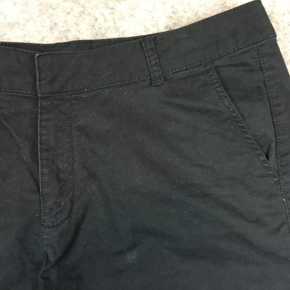 Sonoma Shorts 16 Solid Black Chino Midi Twill Casual Work Uniform Womens Stretch - Picture 4 of 12